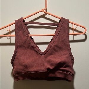 ALO Yoga Burgundy Ribbed Crop Top